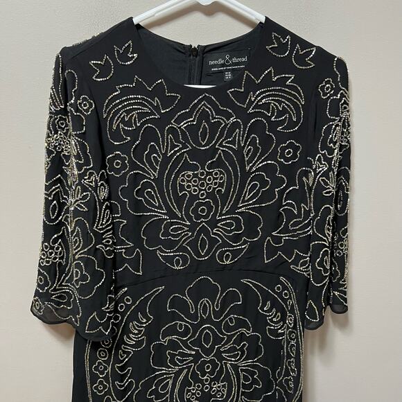 Needle & Thread Ornate Black Dress Intricate Beading Vintage-Inspired Glam 8 - Picture 2 of 10
